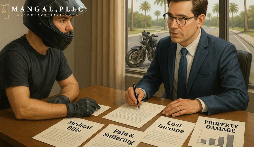 What compensation can Florida motorcycle riders recover after a crash- MANGAL, PLLC