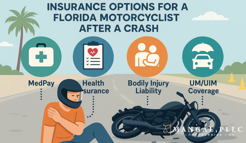 What kinds of insurance can cover medical expenses for motorcyclists-MANGAL, PLLC