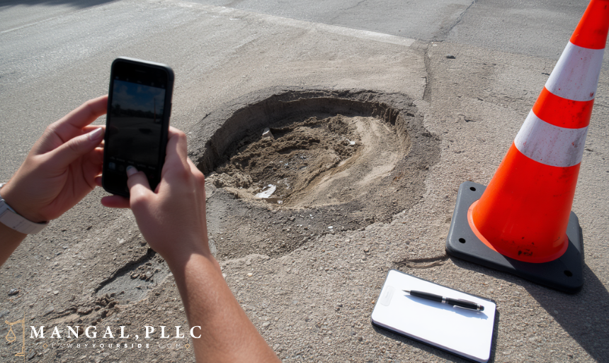 Documenting a road hazard after an injury involving a Florida government agency